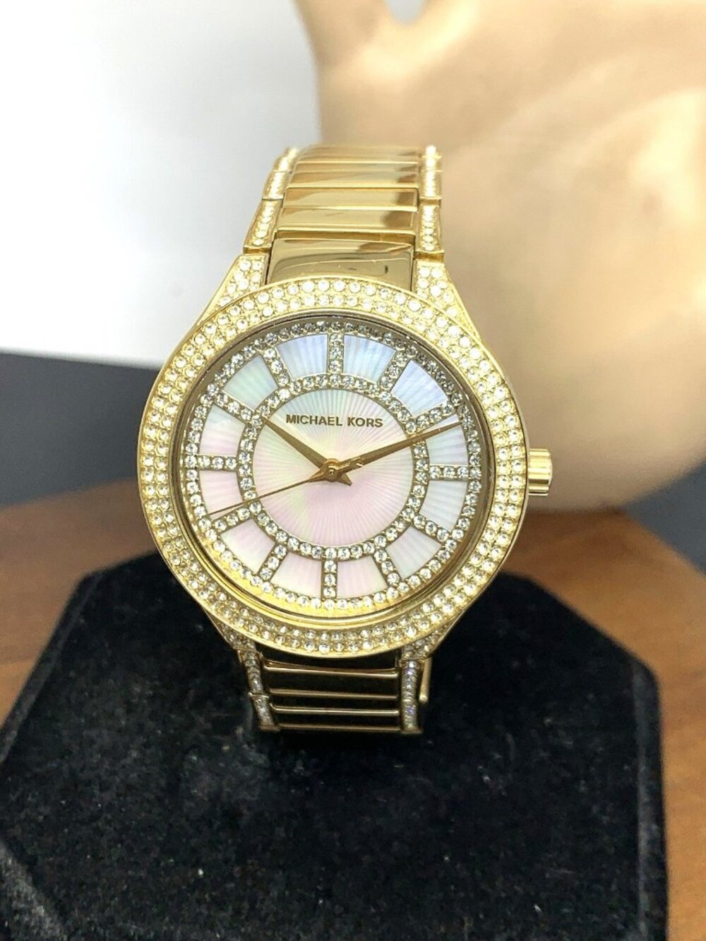Michael Kors Women's Watch MK3312 Kerry Mother of Pearl Quartz Gold Gemmed 37mm